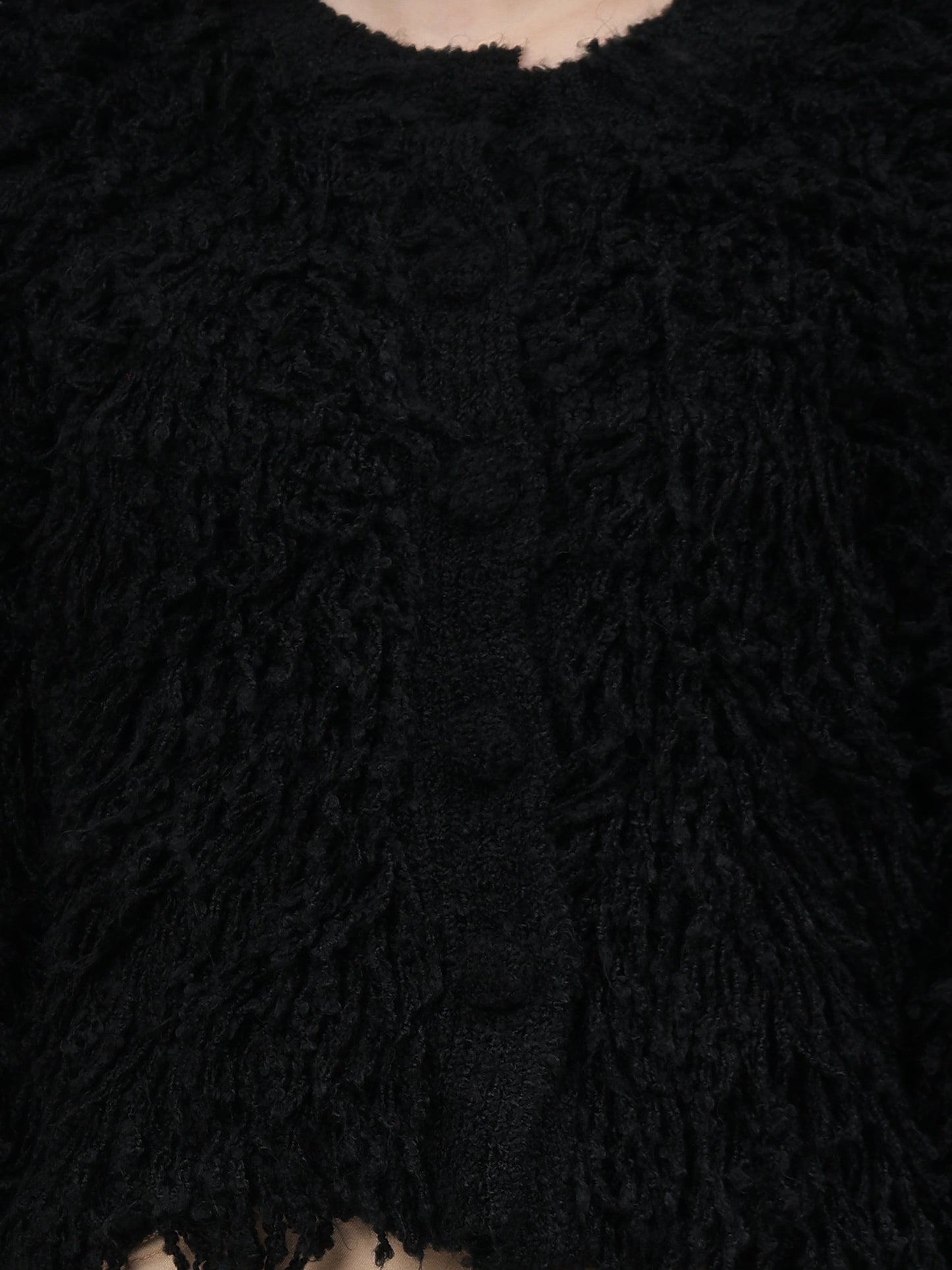 Gaiia Fuzzy Monochrome Button Cardigan