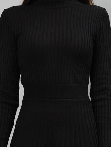 Gaiia Women Ribbed Long Sleeve Winter Dress