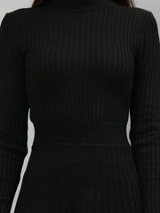 Women Ribbed Long Sleeve Winter Dress