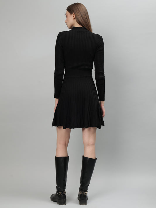 Women Ribbed Long Sleeve Winter Dress