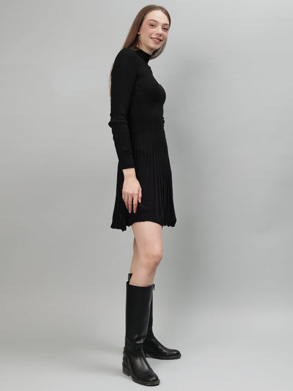Gaiia Women Ribbed Long Sleeve Winter Dress