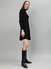 Women Ribbed Long Sleeve Winter Dress