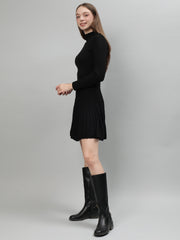 Women Ribbed Long Sleeve Winter Dress