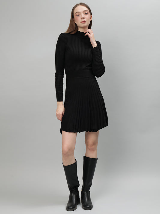Women Ribbed Long Sleeve Winter Dress