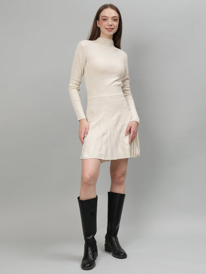 Gaiia Women Ribbed Long Sleeve Winter Dress