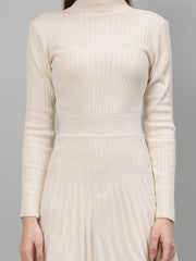Women Ribbed Long Sleeve Winter Dress