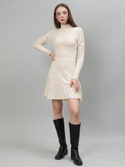 Women Ribbed Long Sleeve Winter Dress