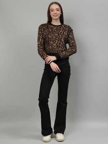 Gaiia Animal Print Crew Neck Pullover