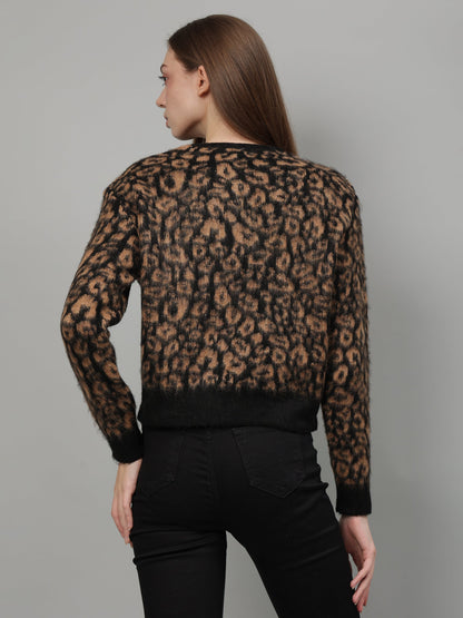 Gaiia Animal Print Crew Neck Pullover