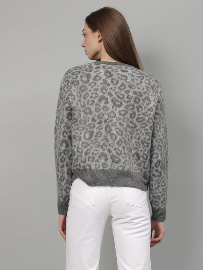 Gaiia Animal Print Crew Neck Pullover