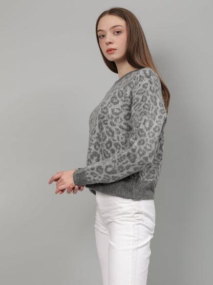Gaiia Animal Print Crew Neck Pullover