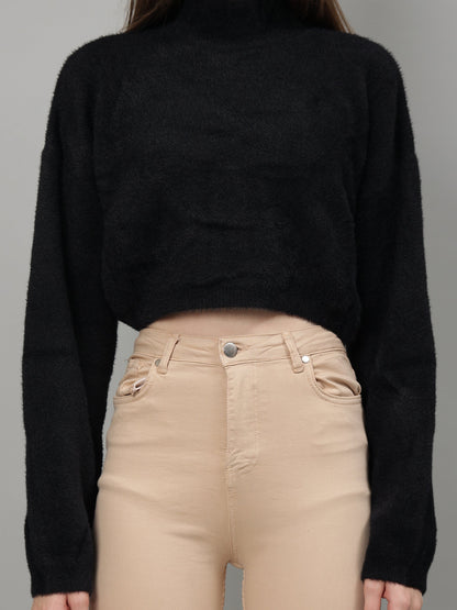 Gaiia Solid Colour High Neck Pullover