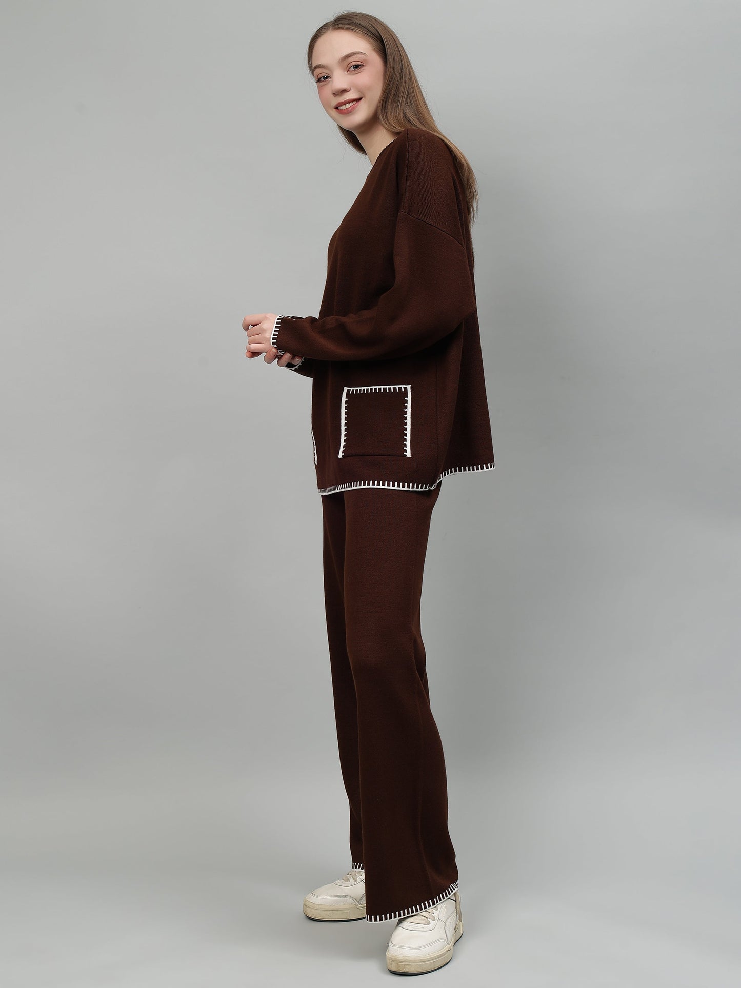 Gaiia New Round Neck Pocket Pattern Co-Ord Set