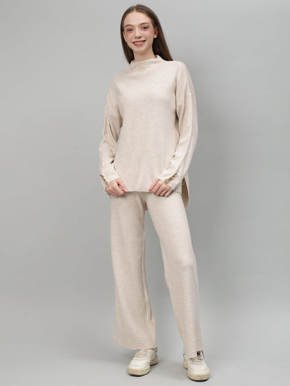 Gaiia Women Solid Color High Neck Co-Ord Set