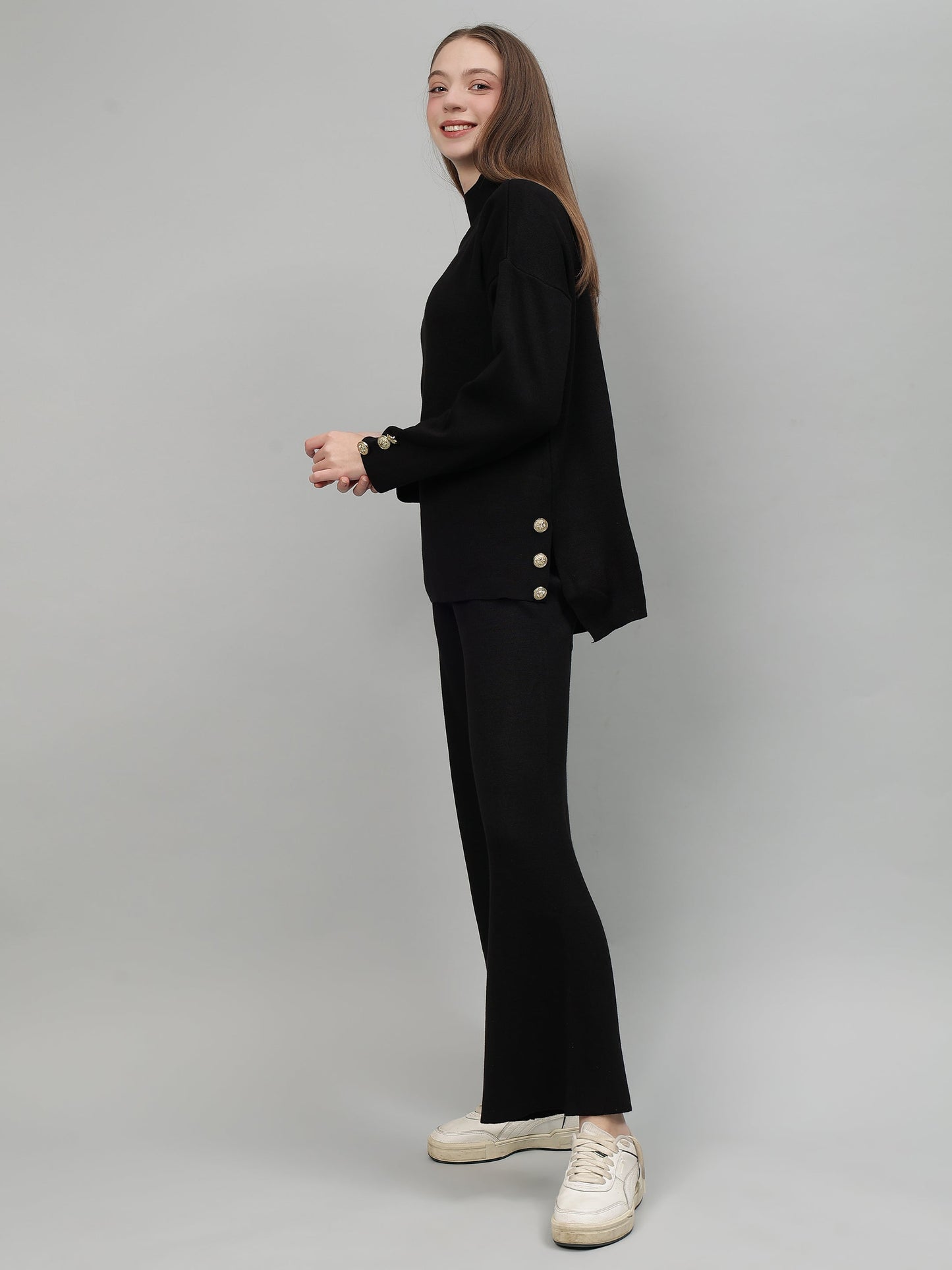 Gaiia Women Solid Color High Neck Co-Ord Set