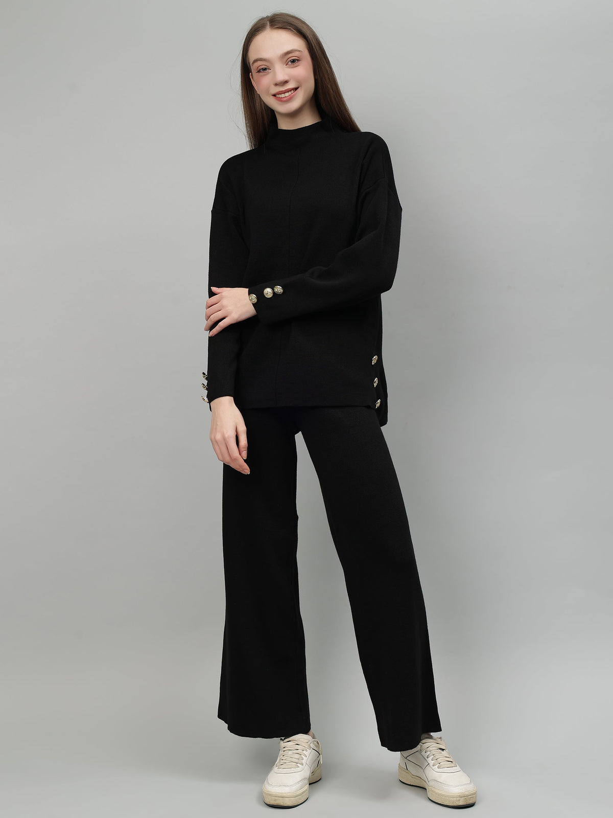 Gaiia Women Solid Color High Neck Co-Ord Set