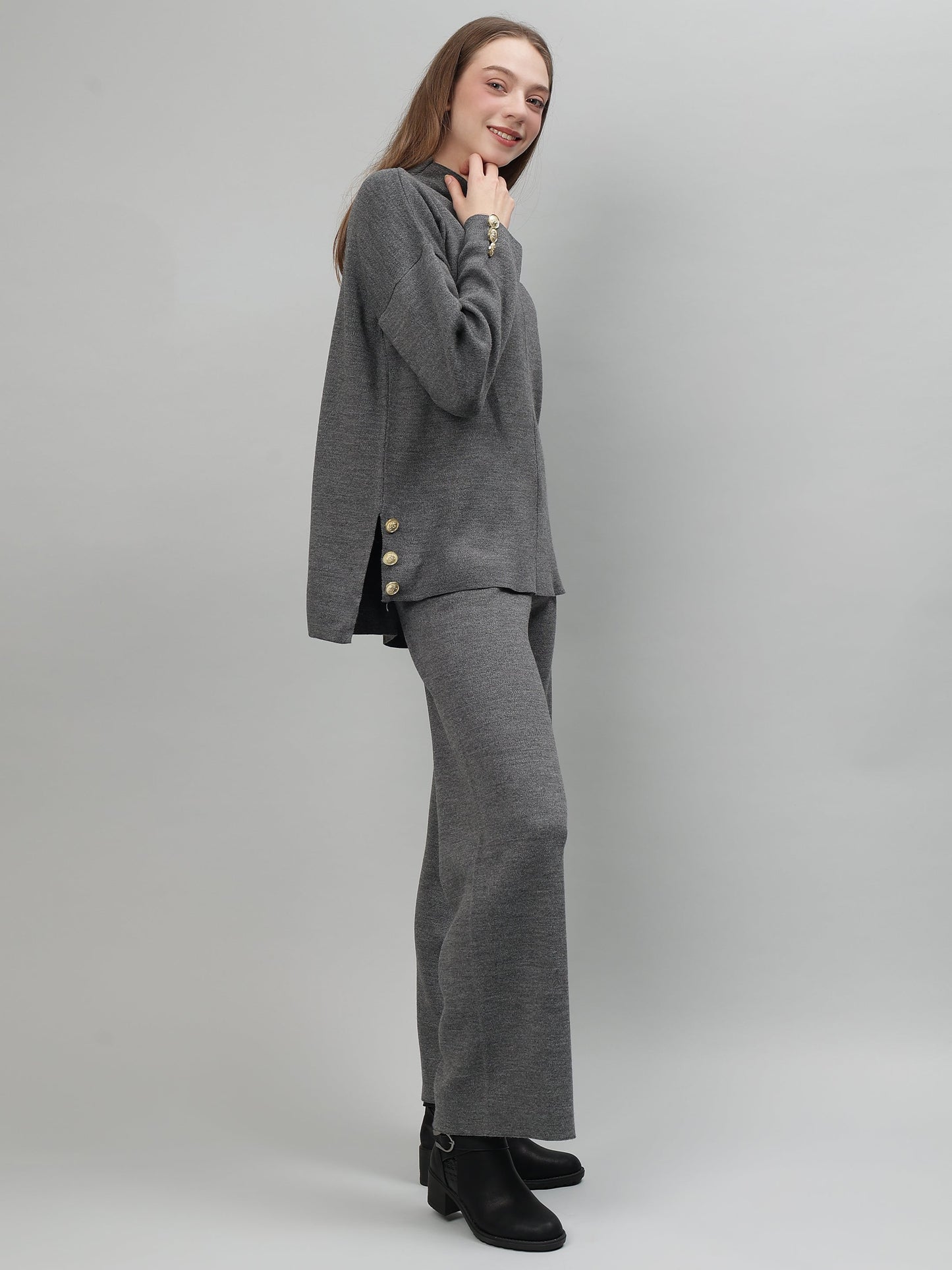 Gaiia Women Solid Color High Neck Co-Ord Set