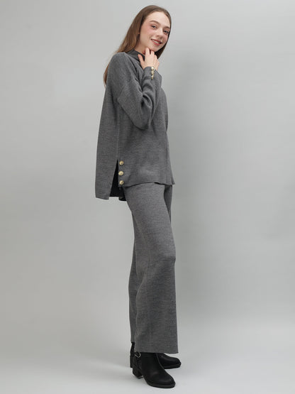 Gaiia Women Solid Color High Neck Co-Ord Set