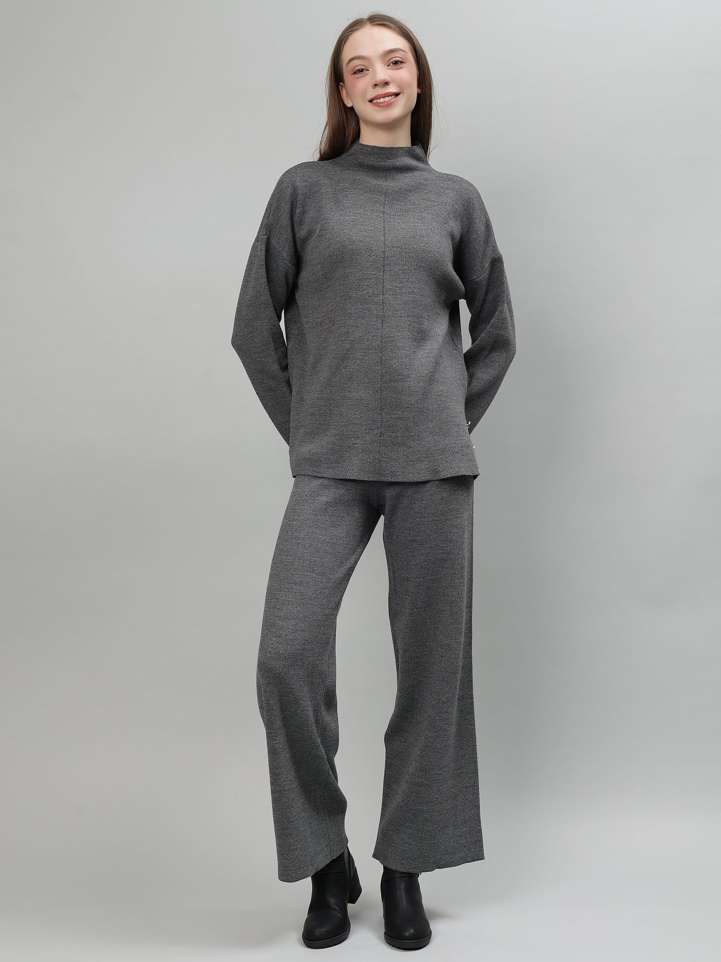 Gaiia Women Solid Color High Neck Co-Ord Set