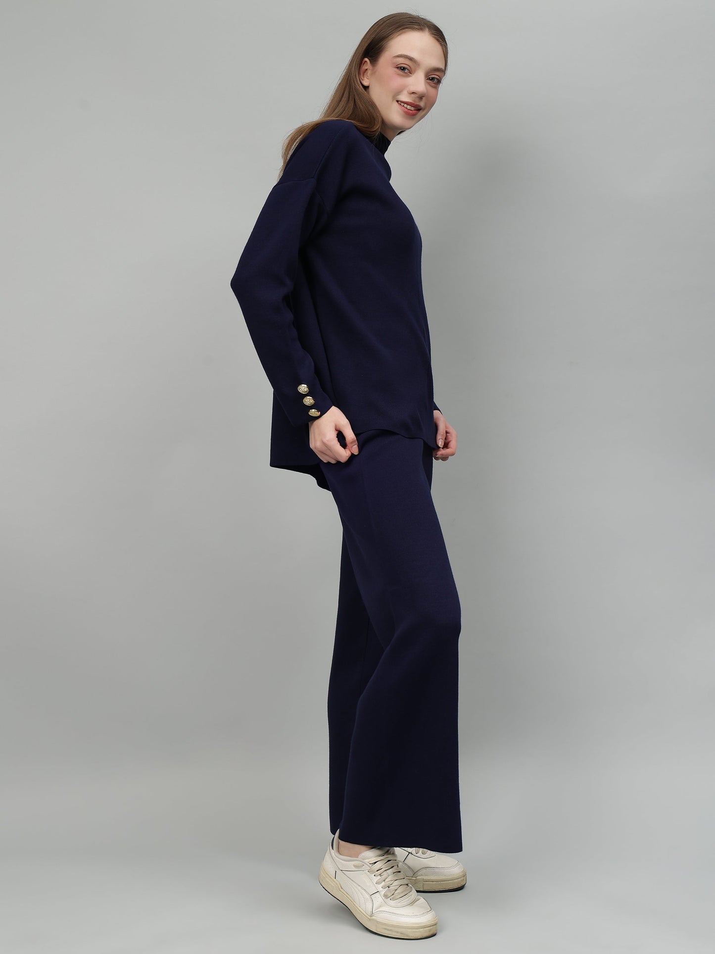 Gaiia Women Solid Color High Neck Co-Ord Set