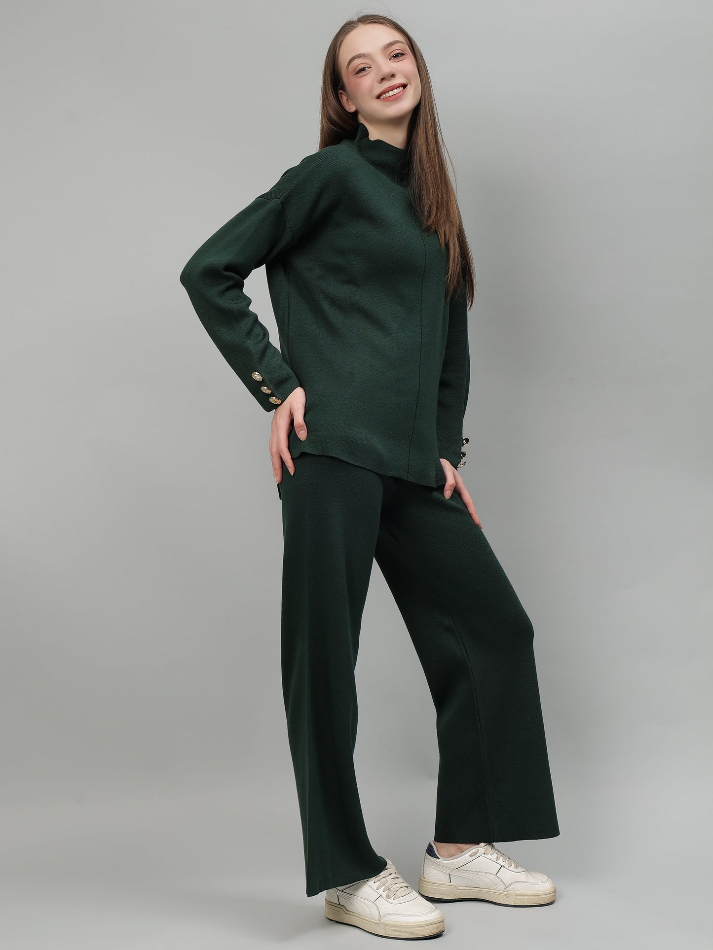 Gaiia Women Solid Color High Neck Co-Ord Set