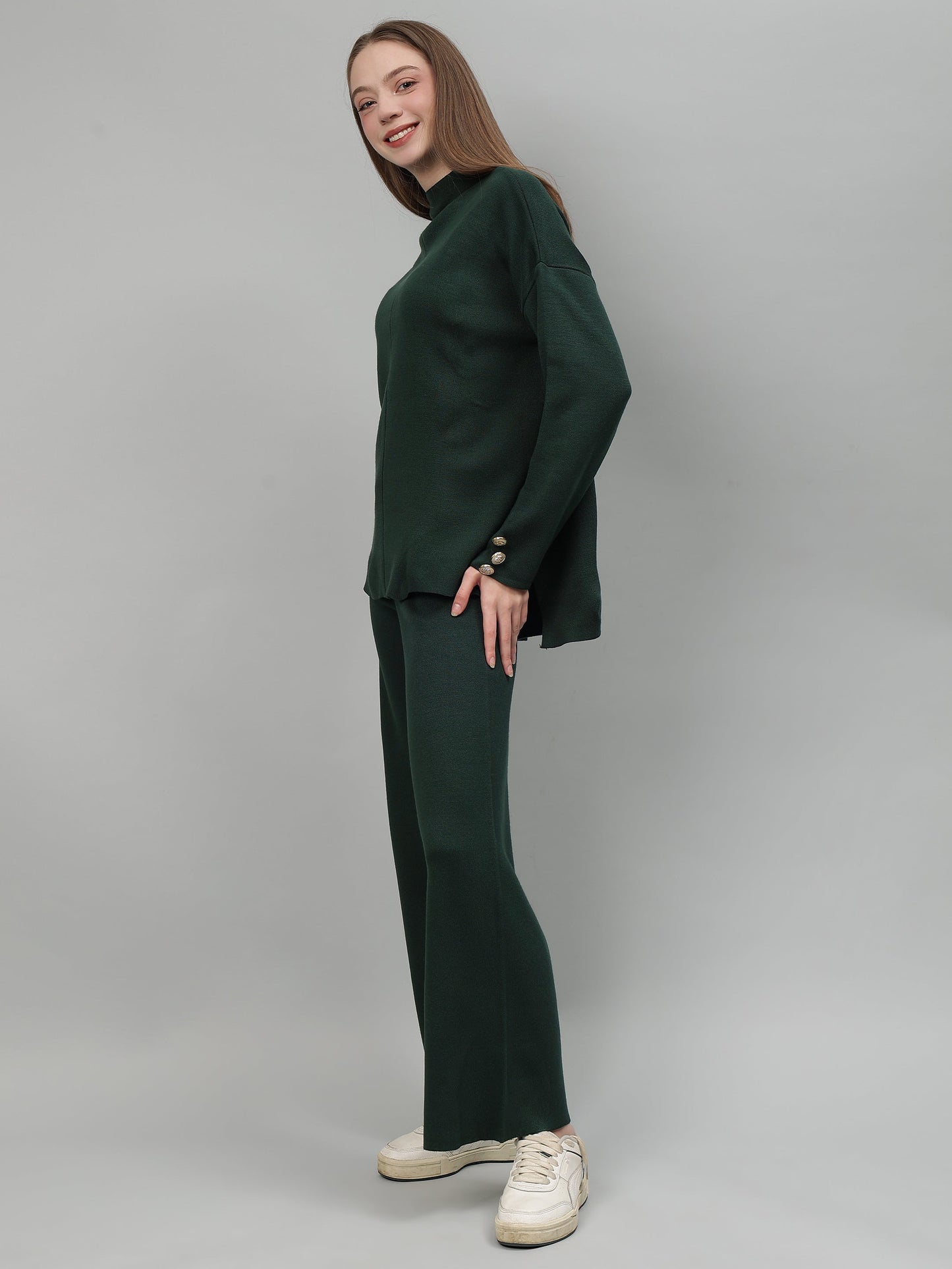 Gaiia Women Solid Color High Neck Co-Ord Set