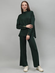 Women Solid Color High Neck Co-ord Set