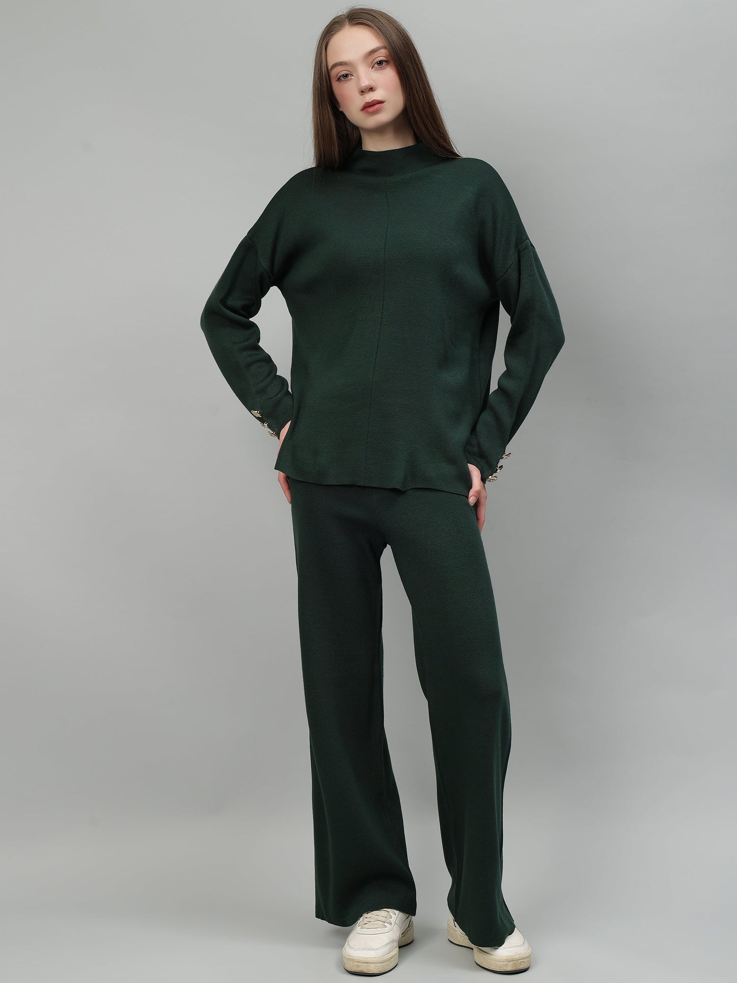 Gaiia Women Solid Color High Neck Co-Ord Set