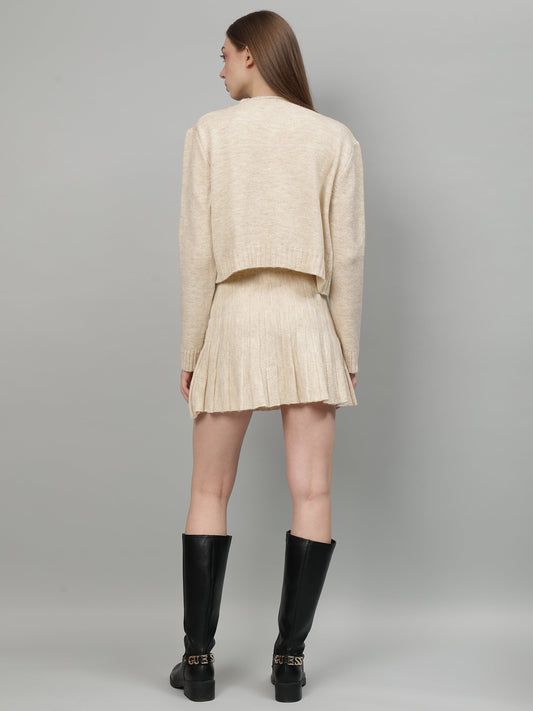 Gaiia Rustic Knit Skirt With Cardigan