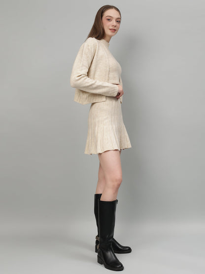 Gaiia Rustic Knit Skirt With Cardigan