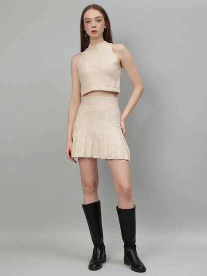 Gaiia Rustic Knit Skirt With Cardigan