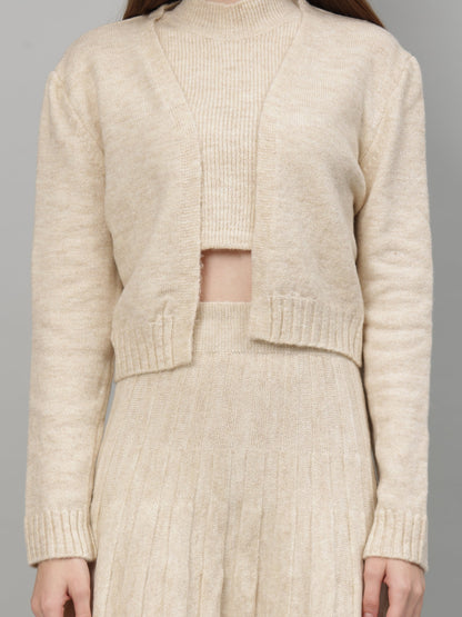 Gaiia Rustic Knit Skirt With Cardigan