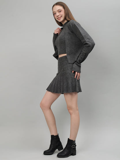 Gaiia Rustic Knit Skirt With Cardigan