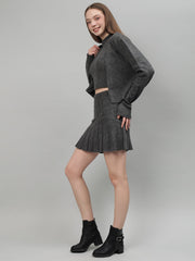 Gaiia Rustic Knit Skirt With Cardigan