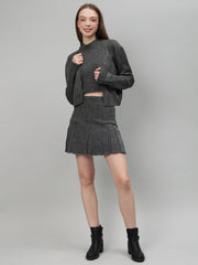 Gaiia Rustic Knit Skirt With Cardigan
