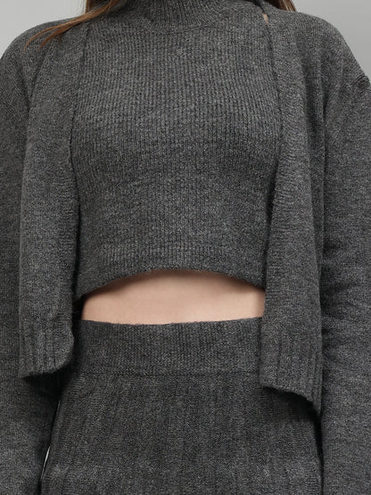 Gaiia Rustic Knit Skirt With Cardigan