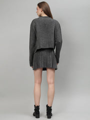 Gaiia Rustic Knit Skirt With Cardigan