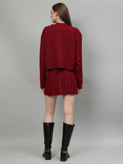 Gaiia Rustic Knit Skirt With Cardigan