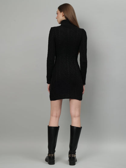 Gaiia Cable Knit Round Neck Winter Dress