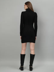 Cable Knit Round Neck Winter Dress