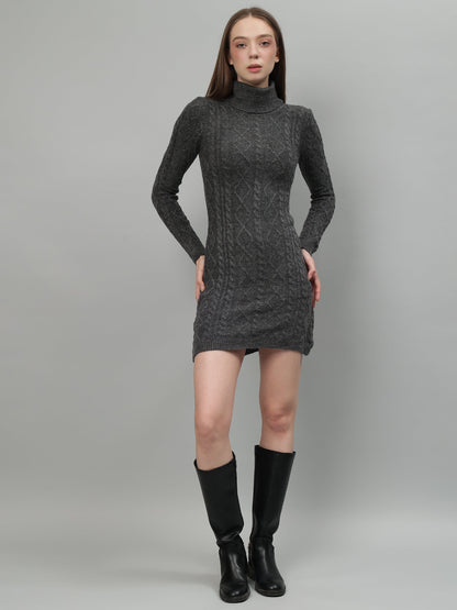 Gaiia Cable Knit Round Neck Winter Dress
