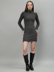 Cable Knit Round Neck Winter Dress