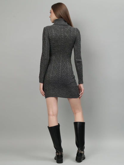 Gaiia Cable Knit Round Neck Winter Dress