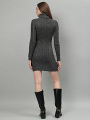 Cable Knit Round Neck Winter Dress