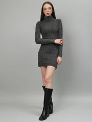 Cable Knit Round Neck Winter Dress