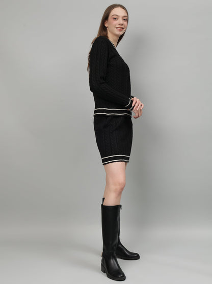 Gaiia Casual Long Sleeve Sweater Skirt Sets