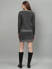 Casual Long Sleeve Sweater Skirt Sets