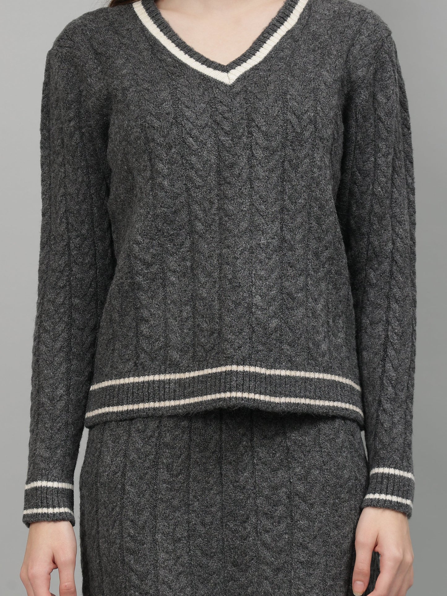 Gaiia Casual Long Sleeve Sweater Skirt Sets