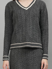 Casual Long Sleeve Sweater Skirt Sets