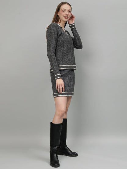 Gaiia Casual Long Sleeve Sweater Skirt Sets